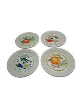 Himark Golden Pie Plate Set Apple Blueberry Cherry Peach Vintage 8"